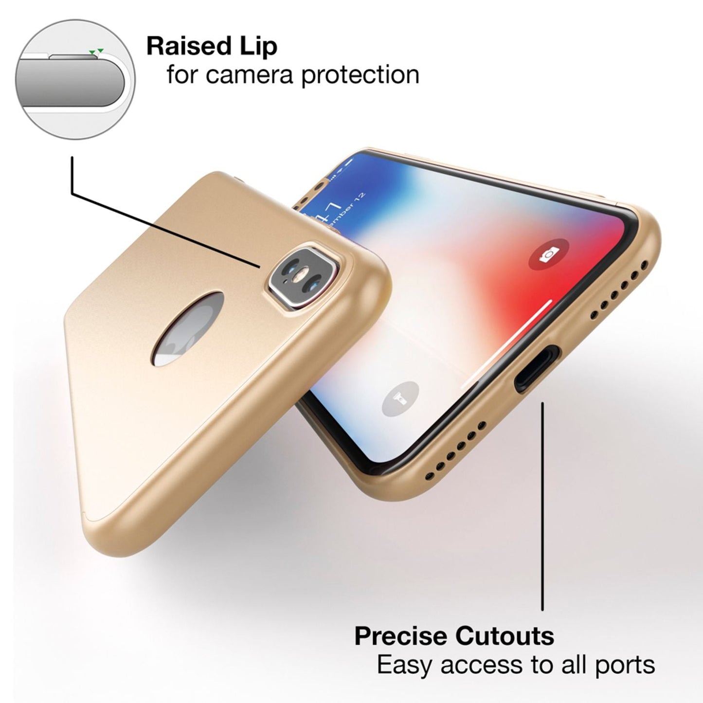 NALIA 360 gráðu hulstur fyrir iPhone X XS, alhliða símahulstur með skjávörn