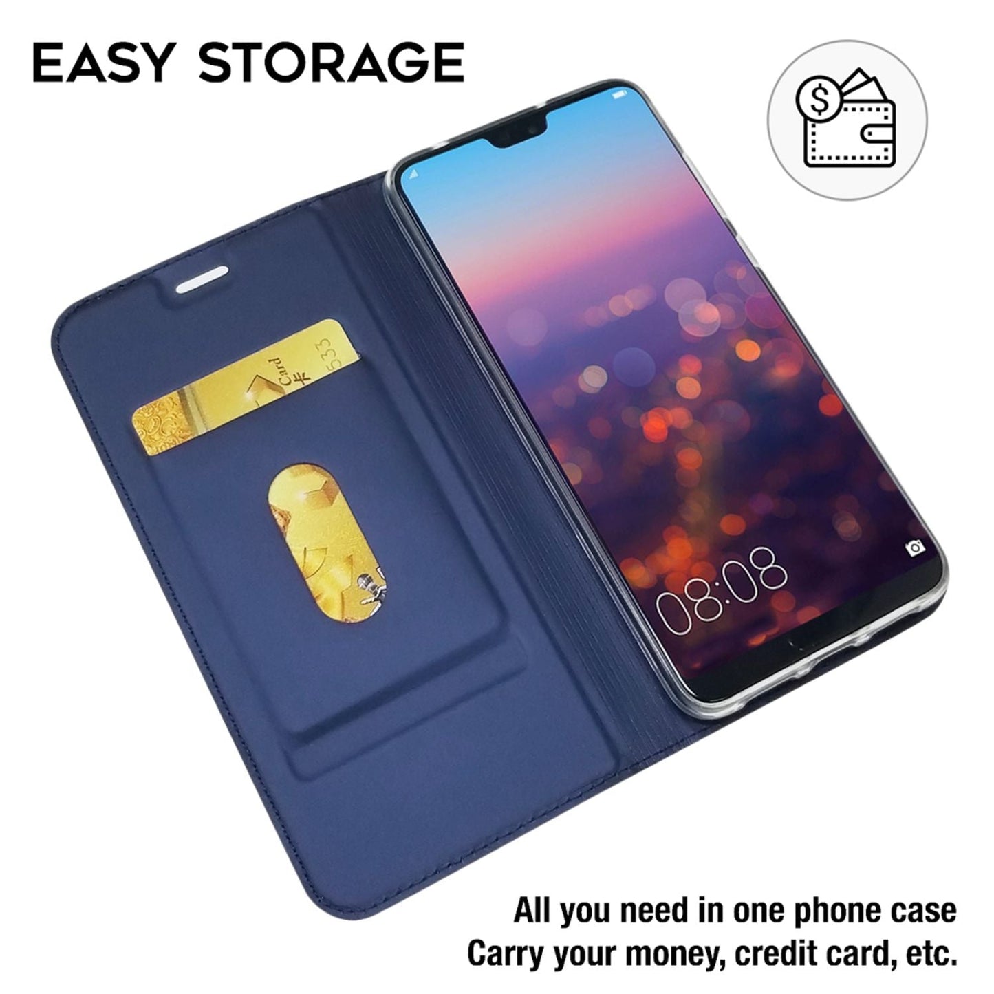 NALIA Hülle für Huawei P20 Pro, Slim Kickstand Handyhülle Flip Case Kunstleder