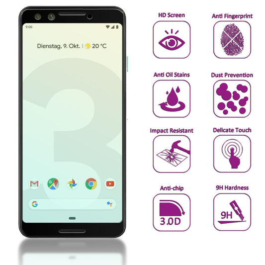 NALIA Schutzglas für Google Pixel3, 3D Full Cover Displayschutz Handy Folie