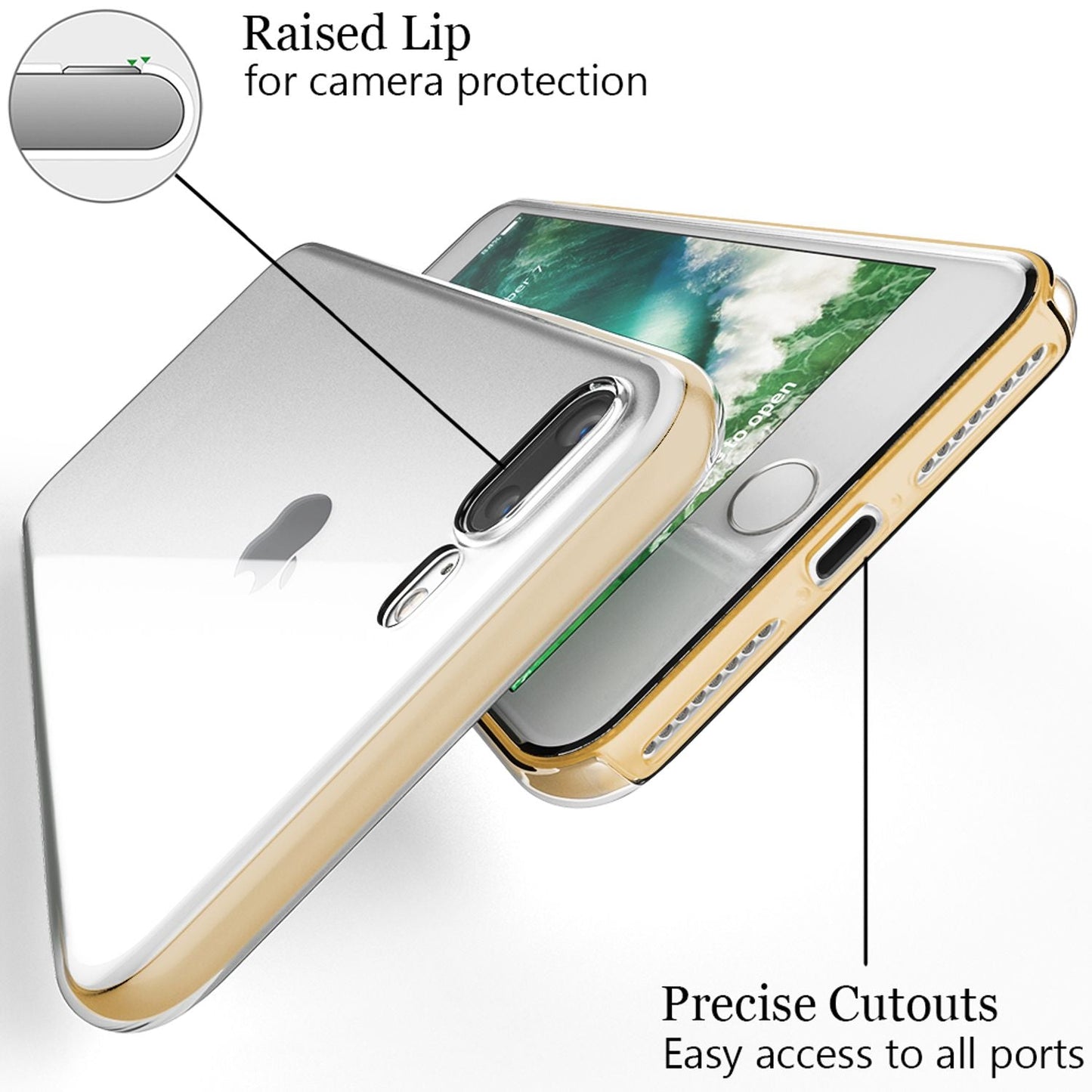 NALIA 360 Degree Phone Case for Apple iPhone 8 Plus / 7 Plus, Full Cover Case