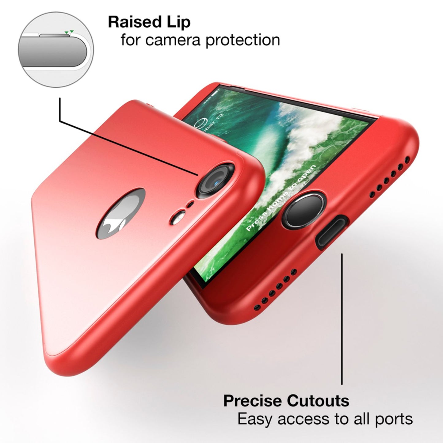 360° símahulstur með skjávörn fyrir iPhone 7 frá NALIA, 360° hulstur