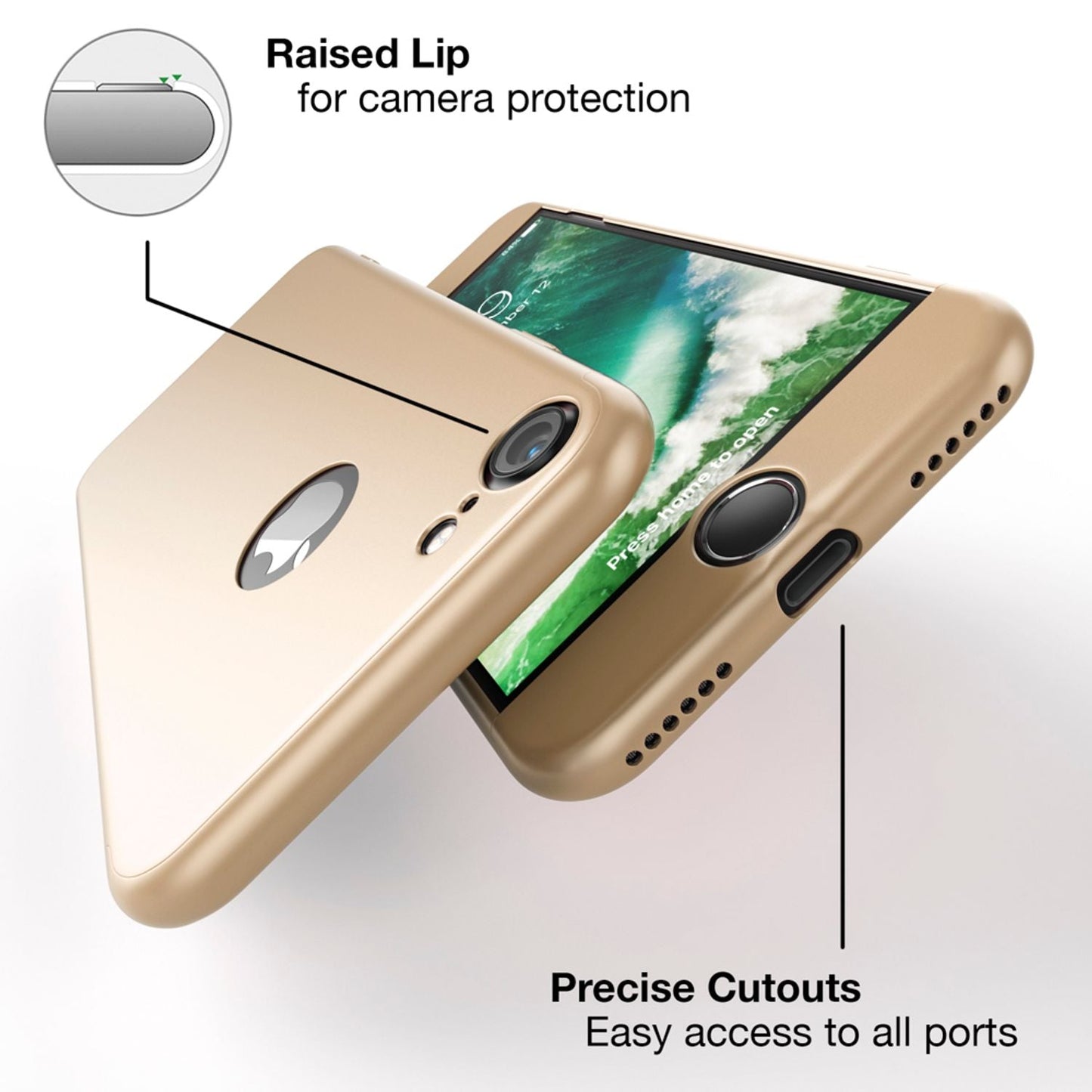 360° símahulstur með skjávörn fyrir iPhone 7 frá NALIA, 360° hulstur