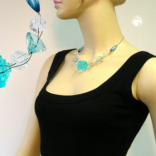Chain wire chain step bead aqua-transparent plastic beads 45cm