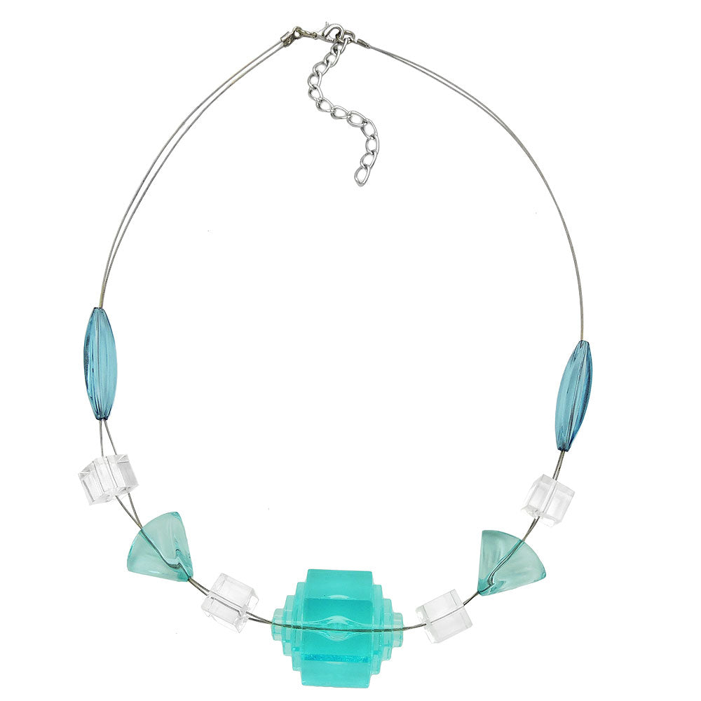 Chain wire chain step bead aqua-transparent plastic beads 45cm