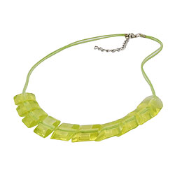 Necklace slanted bead plastic kiwi green-transparent cord light green 45cm