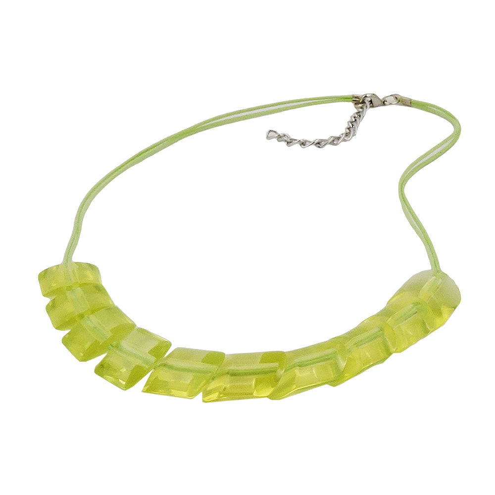 Necklace slanted bead plastic kiwi green-transparent cord light green 45cm