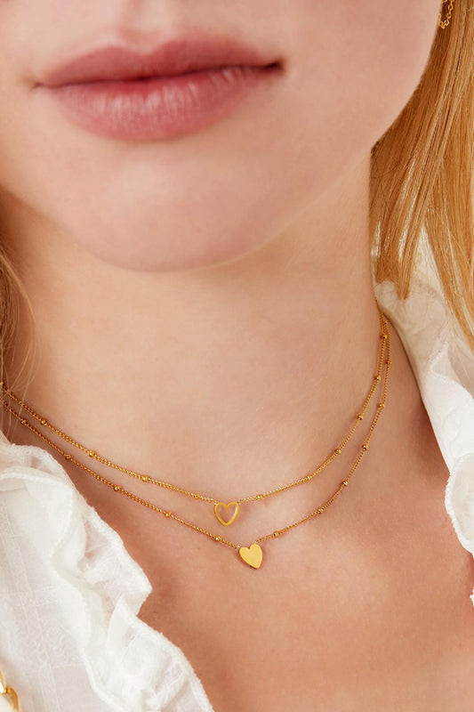 Minimalistisches Halskettenherz Goldfarbe Edelstahl