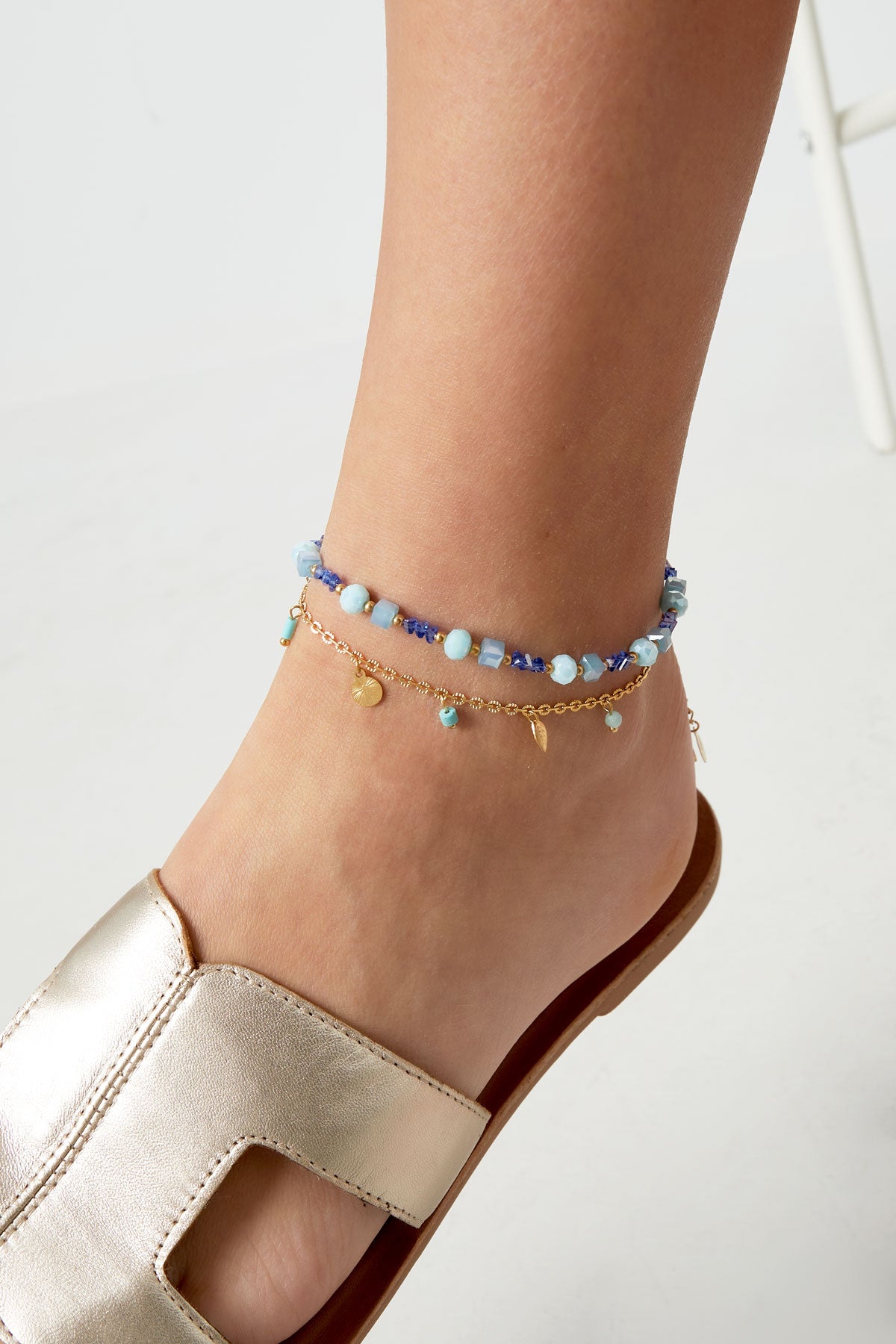 Fußkettchen mit Strand-Flair - Grün/Goldfarbe