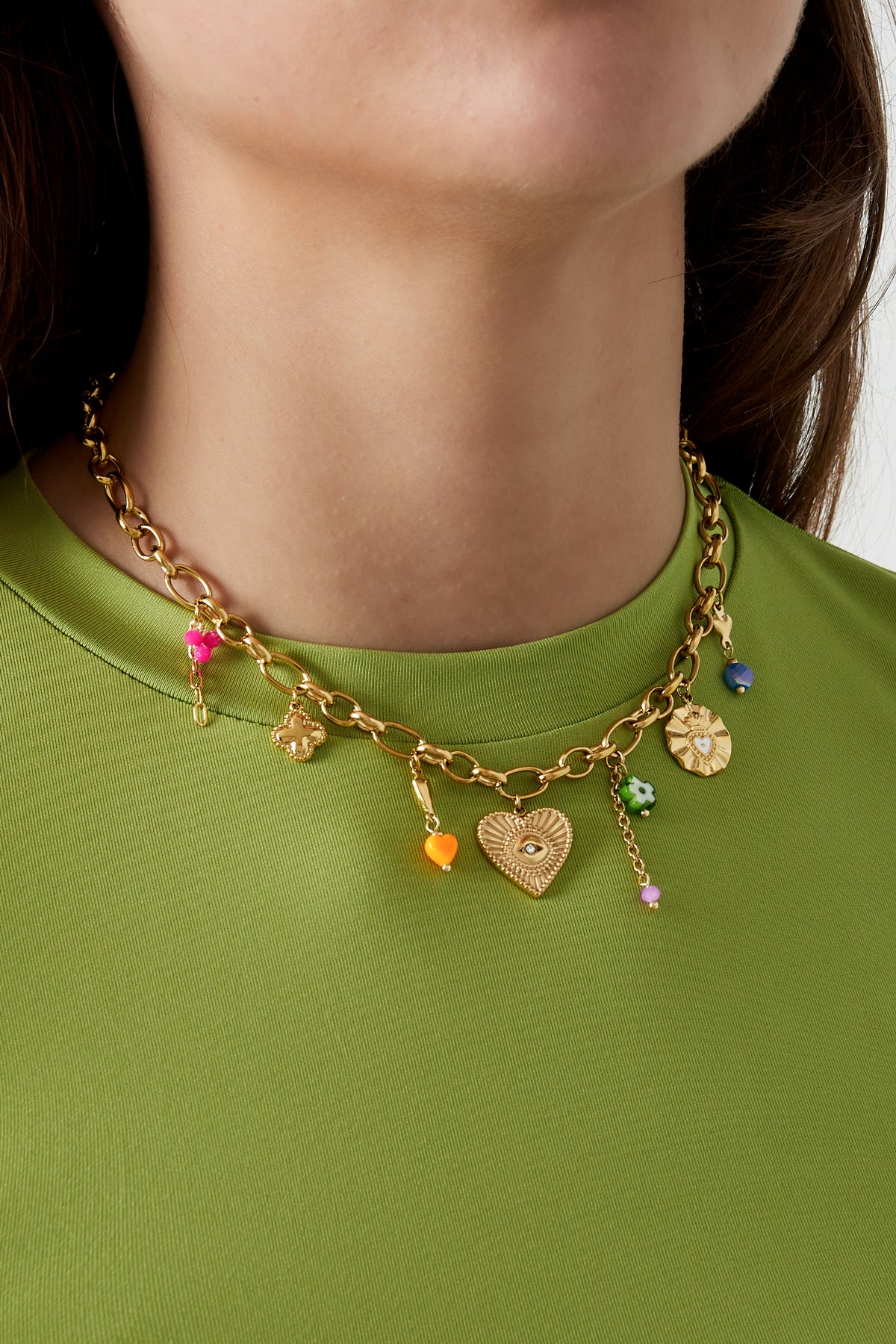 Charm-Halskette mit Augenkeil - Goldfarben