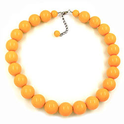 Keðja 20mm perlur úr plasti, gular og glansandi, 50cm