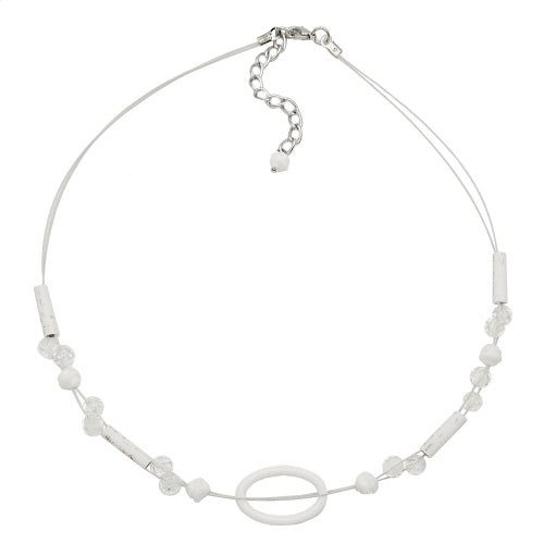 Keðjuvírkeðja 25x16mm hringur sporöskjulaga hvítur gegnsær plast 42cm