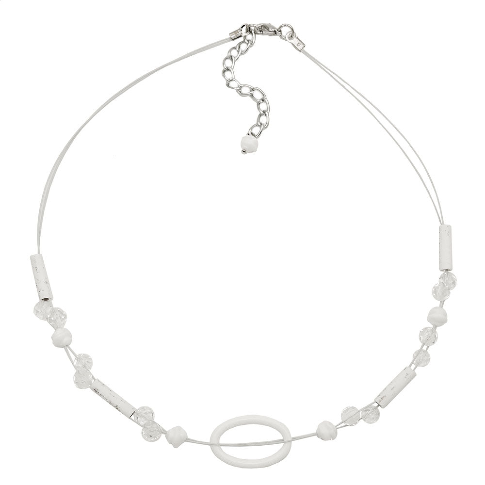 Keðjuvírkeðja 25x16mm hringur sporöskjulaga hvítur gegnsær plast 42cm