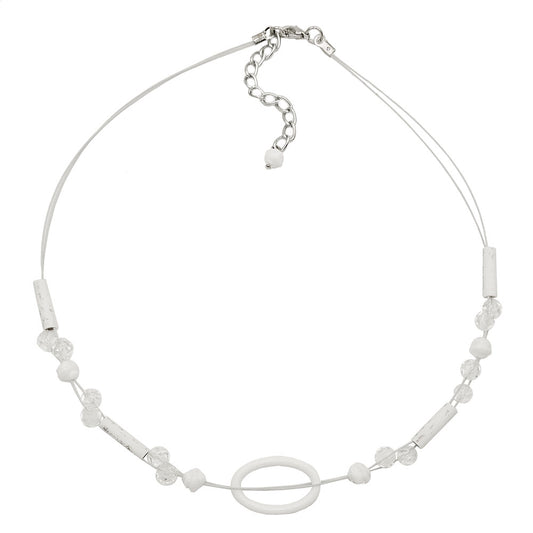 Keðjuvírkeðja 25x16mm hringur sporöskjulaga hvítur gegnsær plast 42cm