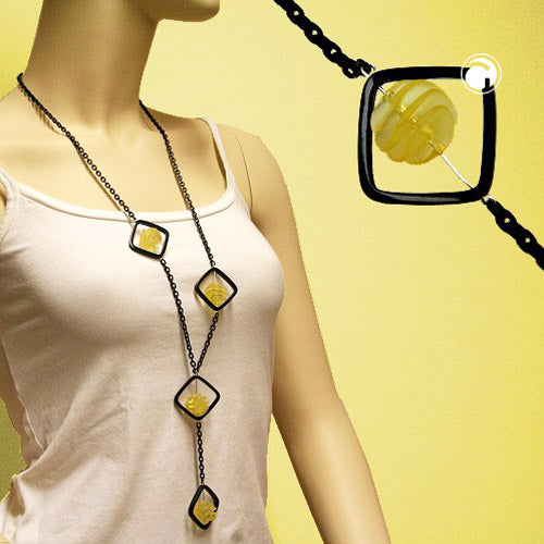 Chain 31mm square black spiral bead yellow aluminum anchor chain 90cm