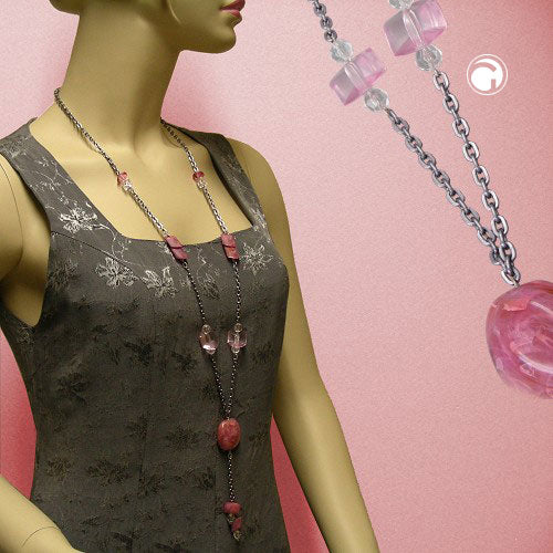 Chain 30mm Nugget plastic pink-marbled aluminum anchor chain gray 90cm