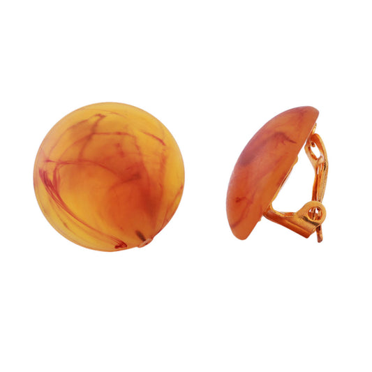 Eyrnalokkar með klemmu, 17 mm, gult, marmaralitað, flatt, matt plast