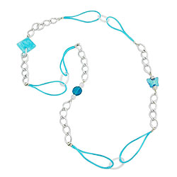 Chain plastic beads turquoise-crystal wide curb chain aluminum light gray 100cm