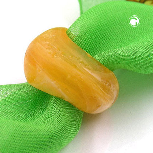 Hringur úr plasti, 28x19mm, óhringlaga, 17mm gat, gulur mattur