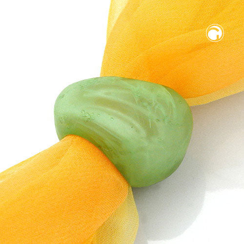Hringur úr plasti, 33x25mm, óhringlaga, 17mm gat, mintugrænn, marmari, mattur