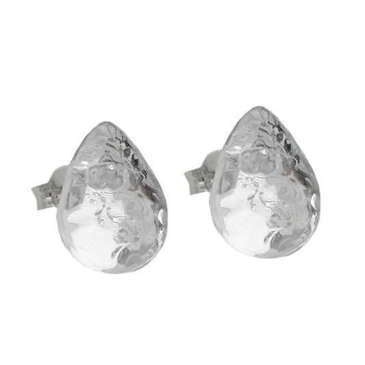 Eyrnalokkar 14mm dropi kristal-silfur-spegill hamrað plast