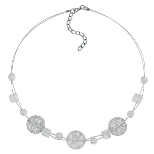 Kette Drahtkette 3x Scheibe kristall-flitter Kunststoffperlen 45cm