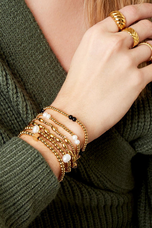 Armband pearl mix Goldfarbe Edelstahl
