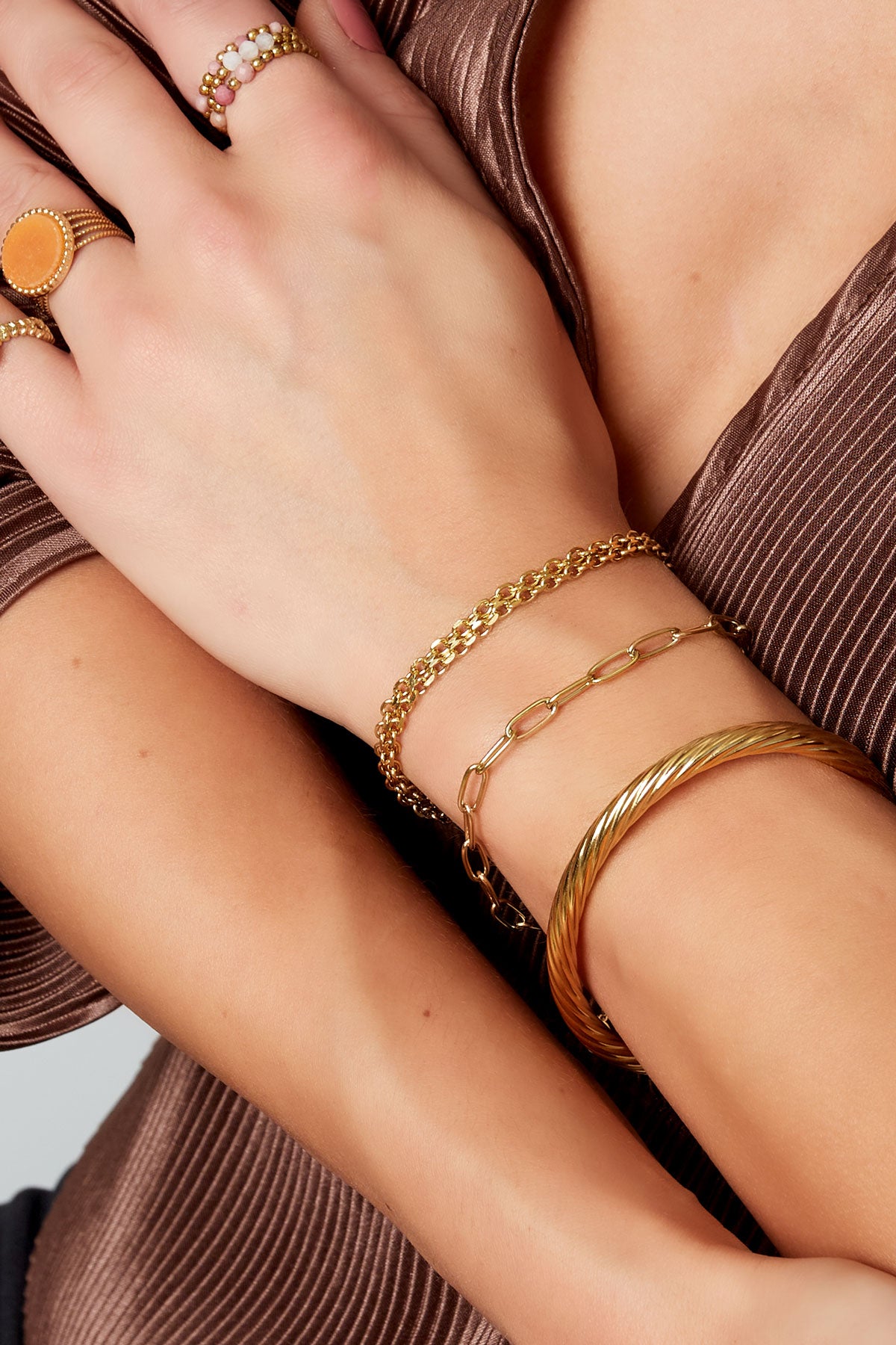 Gliederarmband Basic Goldfarbe Edelstahl
