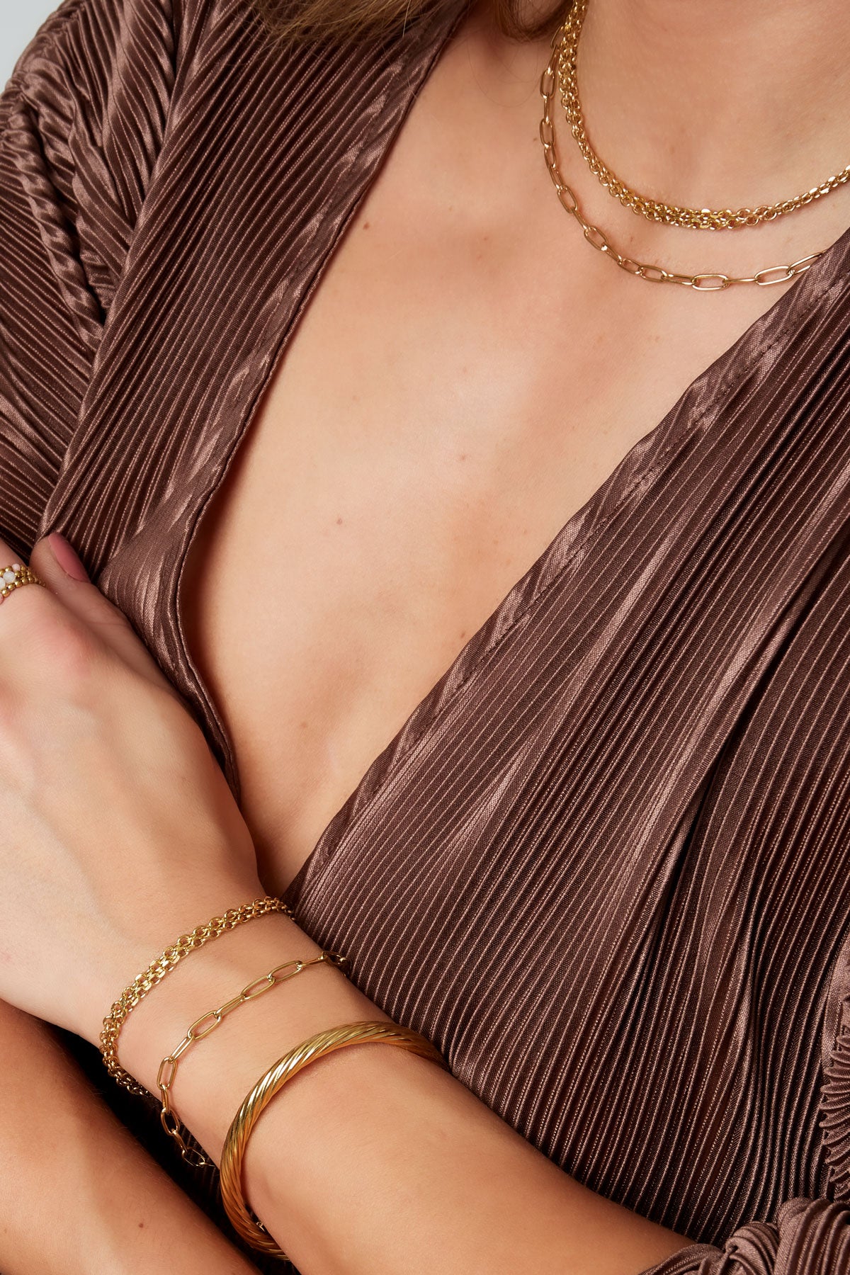 Gliederarmband Basic Goldfarbe Edelstahl