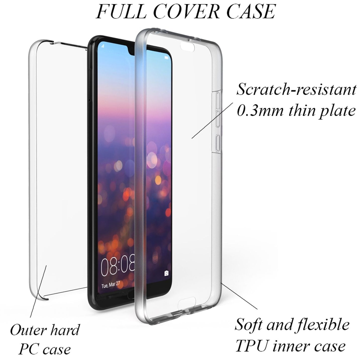 NALIA 360 Grad Handy Hülle für Huawei P20 Pro, Full Cover Case Displayschutz
