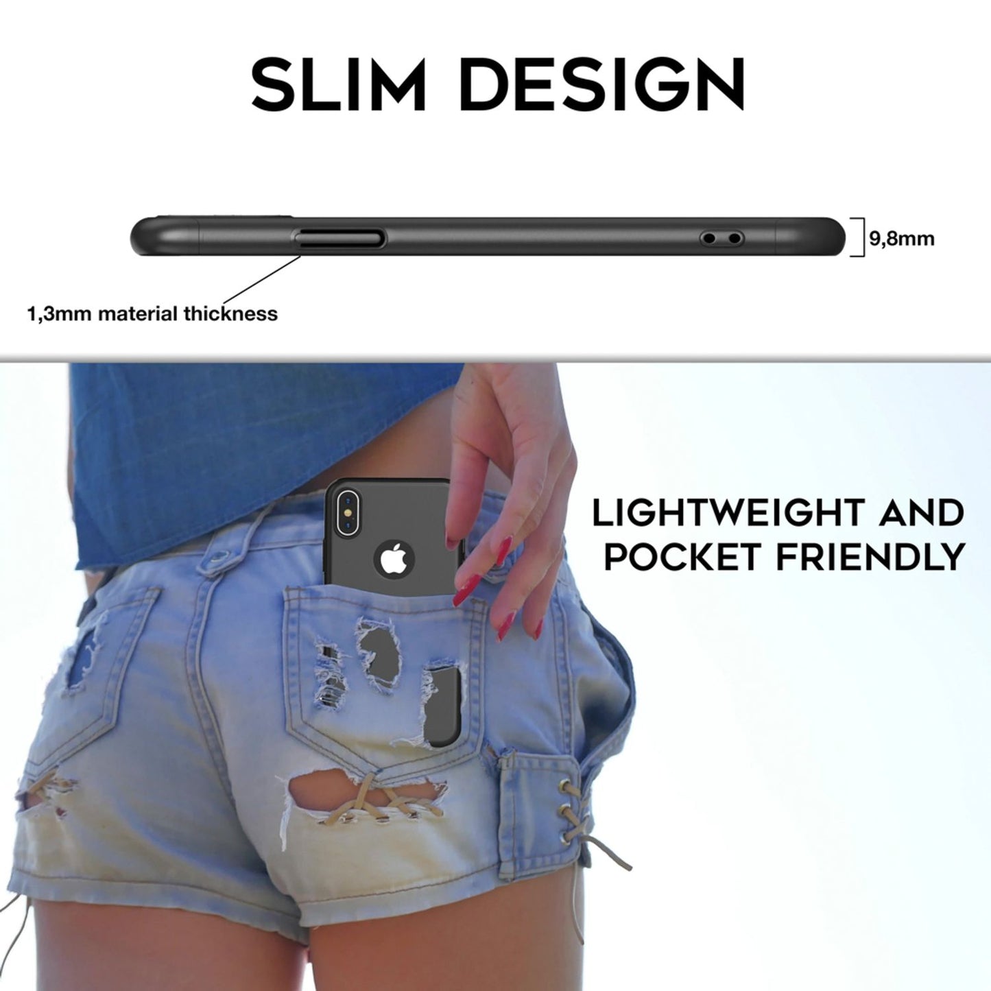 NALIA 360 gráðu hulstur fyrir iPhone X XS, alhliða símahulstur með skjávörn