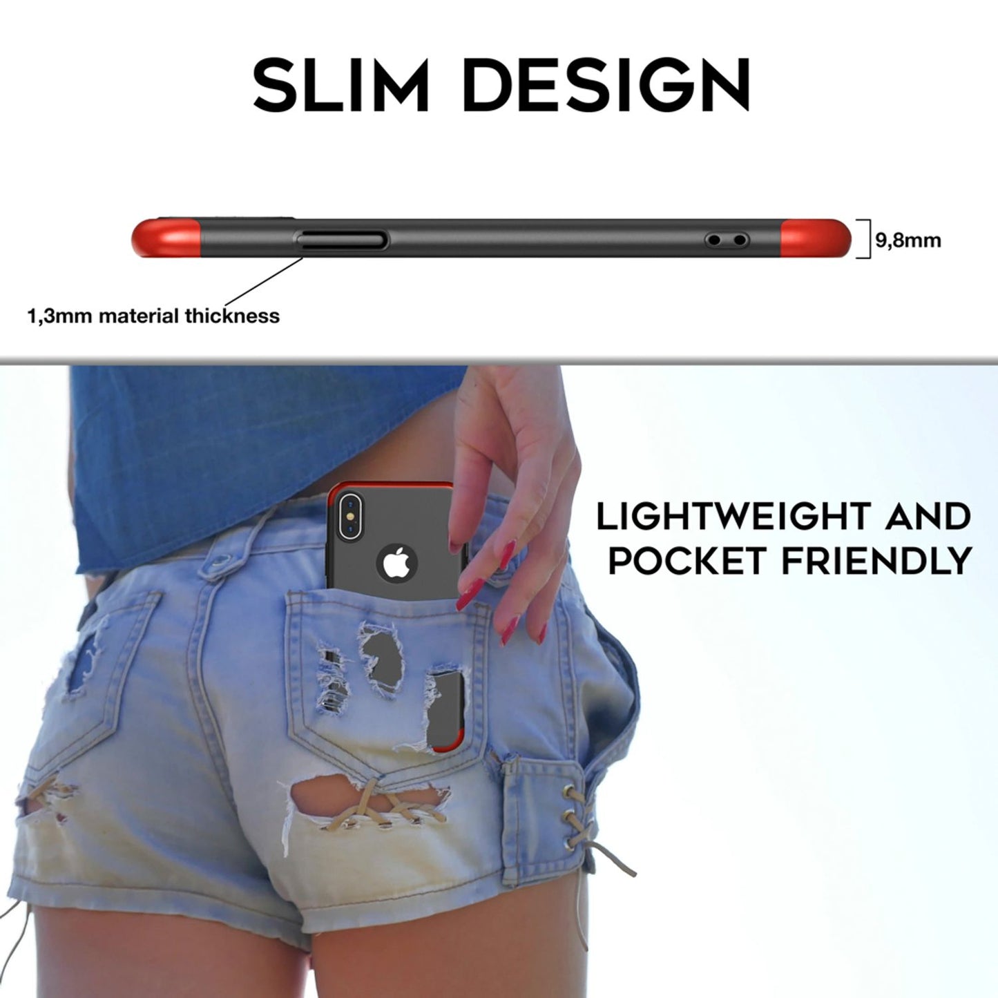 NALIA 360 gráðu hulstur fyrir iPhone X XS, alhliða símahulstur með skjávörn