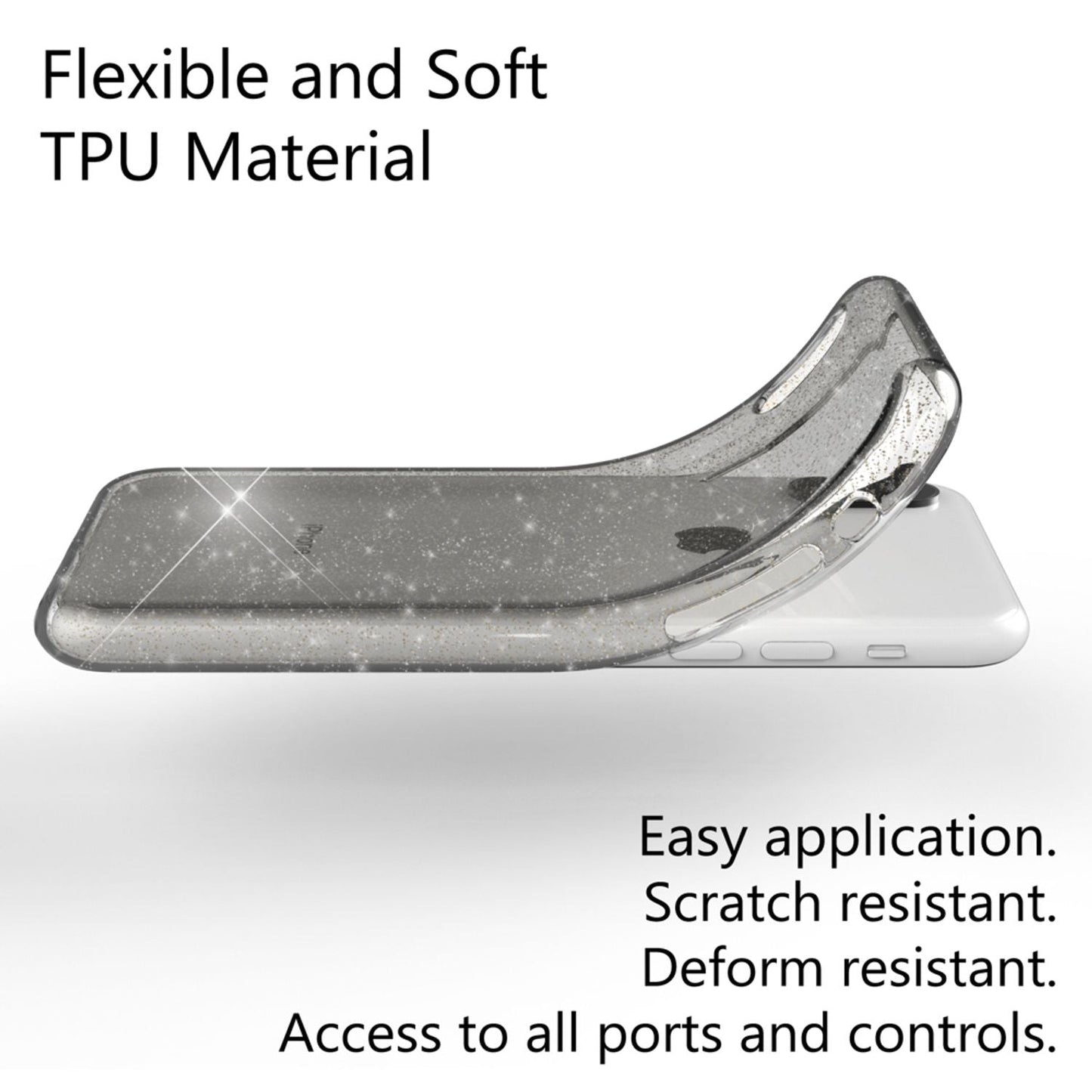 NALIA símahulstur fyrir Apple iPhone X XS, glitrandi hulstur, þunnt sílikonhlíf