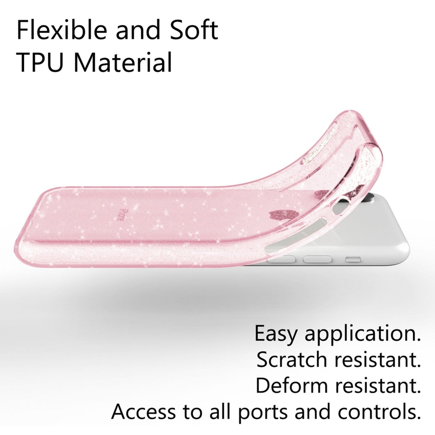 NALIA símahulstur fyrir Apple iPhone X XS, glitrandi hulstur, þunnt sílikonhlíf