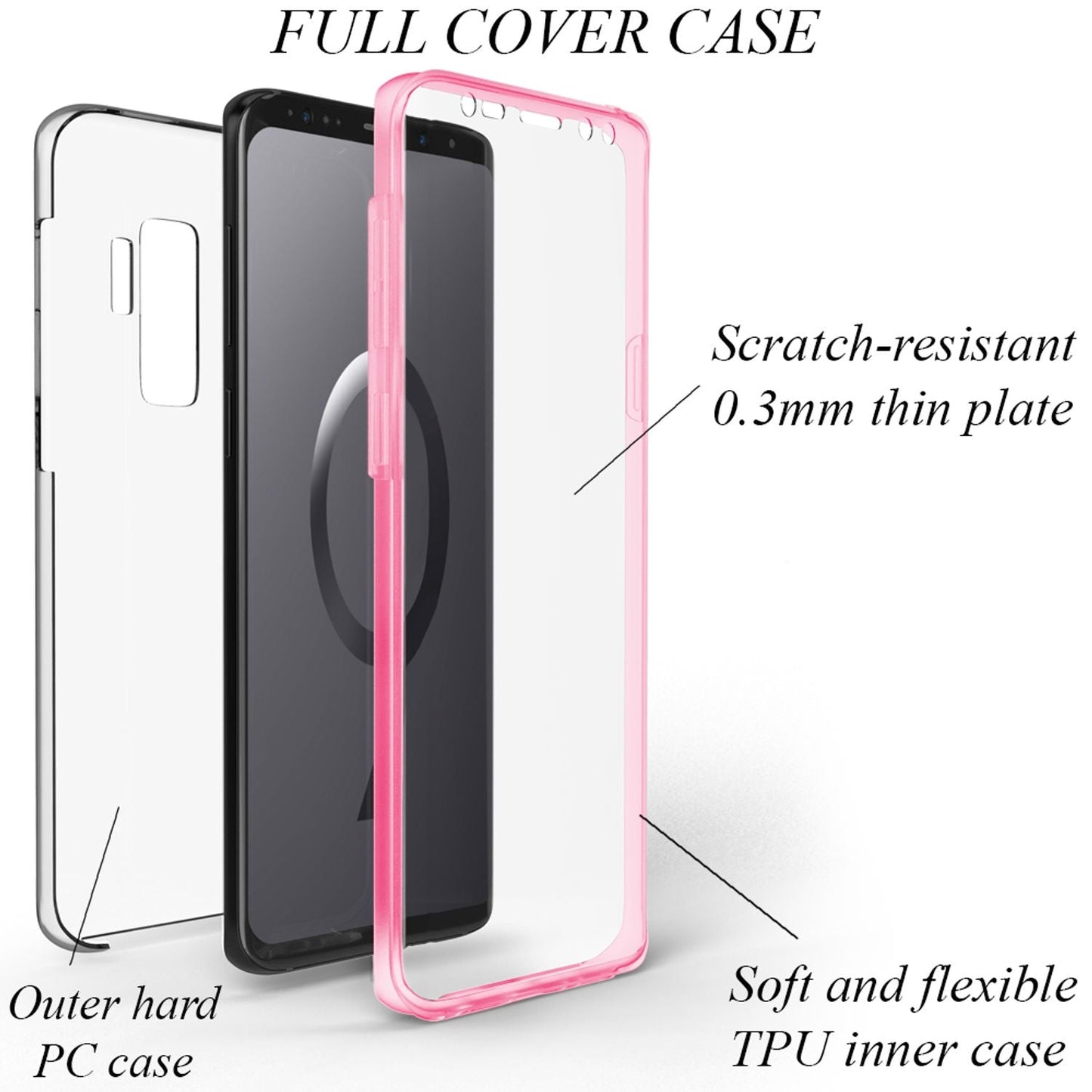 NALIA 360 Degree Phone Case for Samsung Galaxy S9 Plus, Full Cover All-Around Case