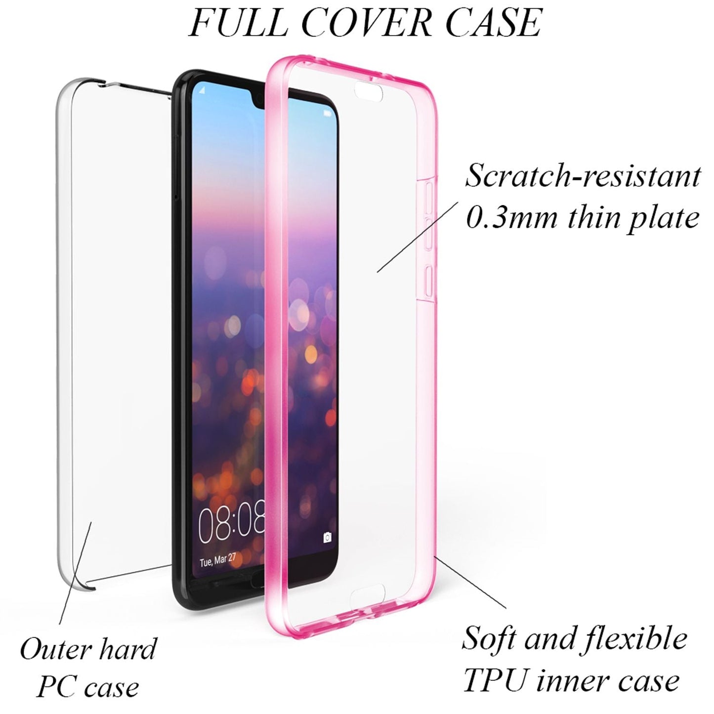 NALIA 360 Grad Handy Hülle für Huawei P20 Pro, Full Cover Case Displayschutz