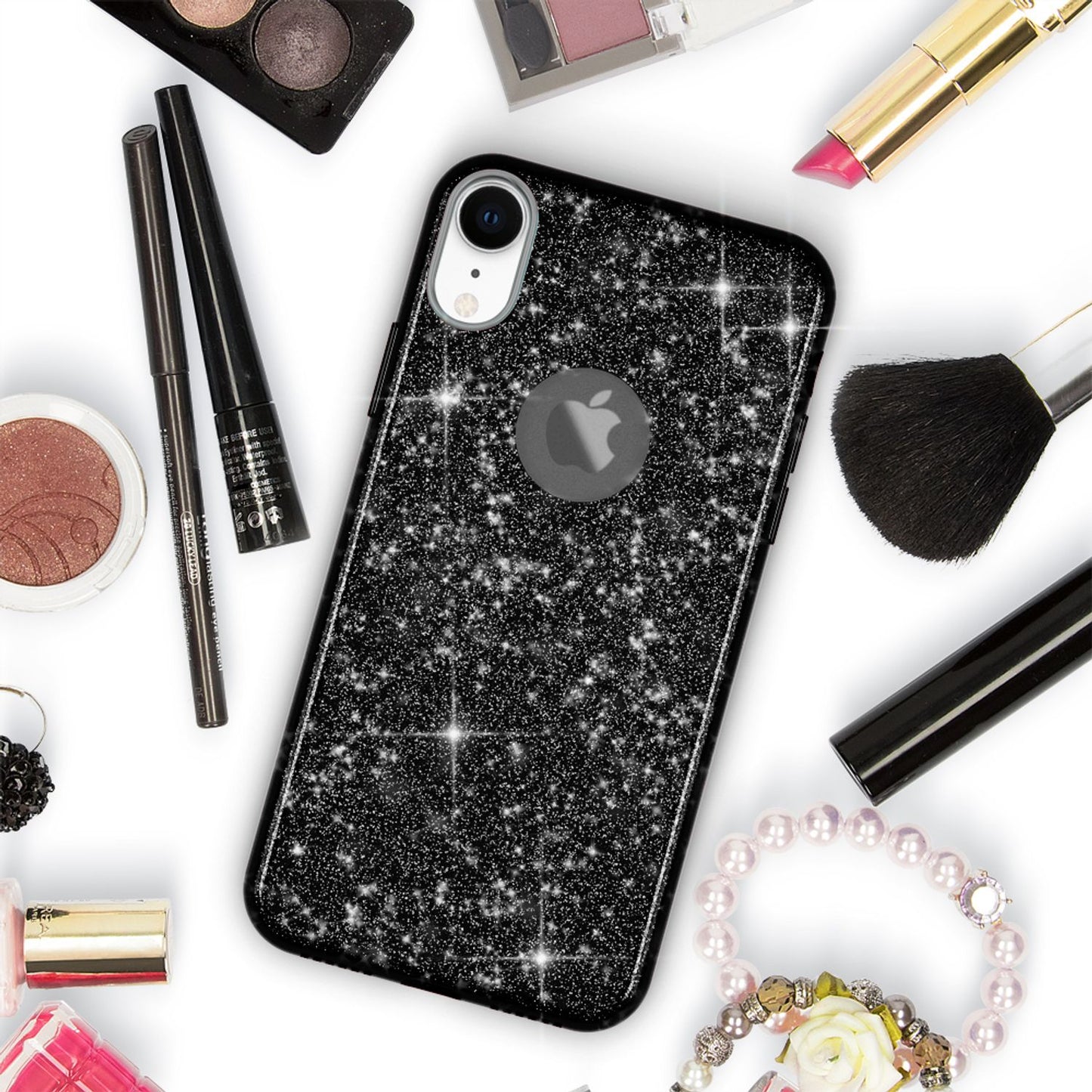 NALIA Case for iPhone XR, Glitter Ultra-Slim Silicone Phone Case Back Cover