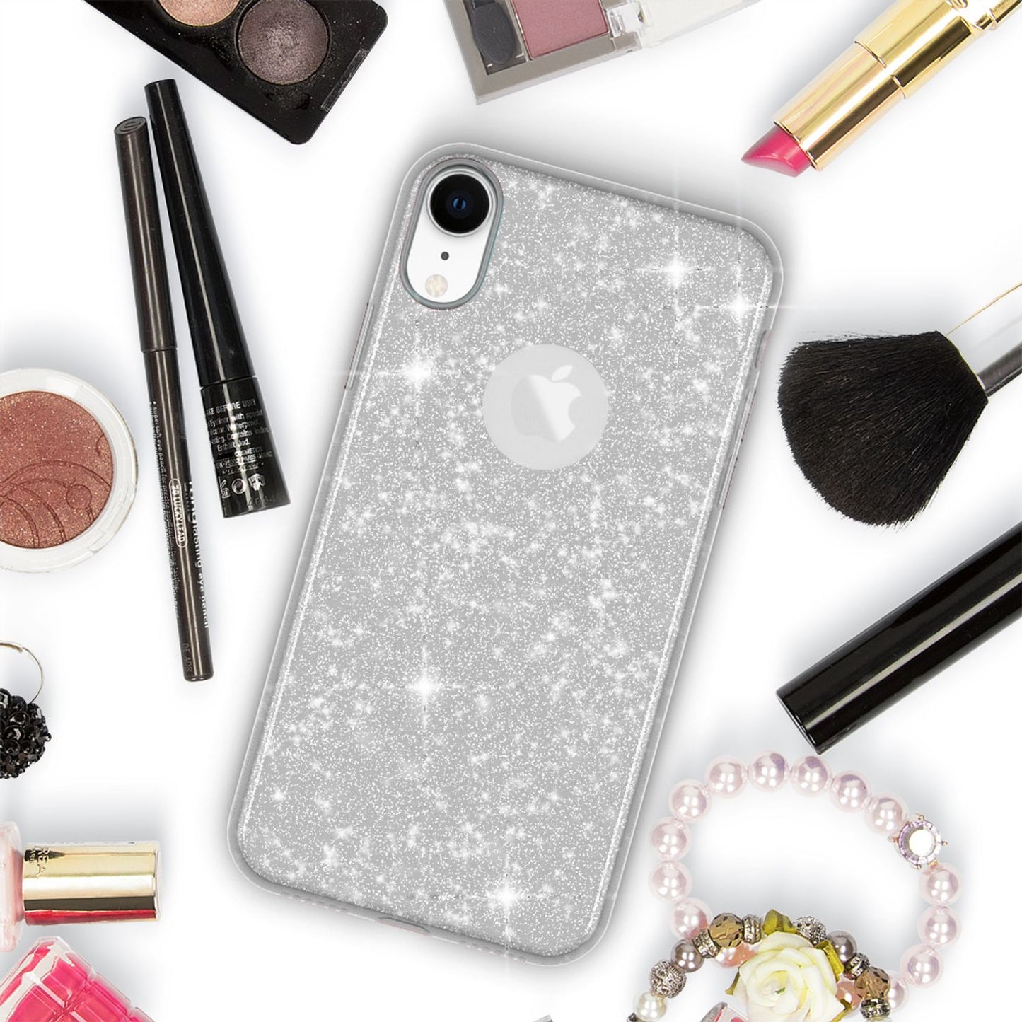 NALIA Case for iPhone XR, Glitter Ultra-Slim Silicone Phone Case Back Cover