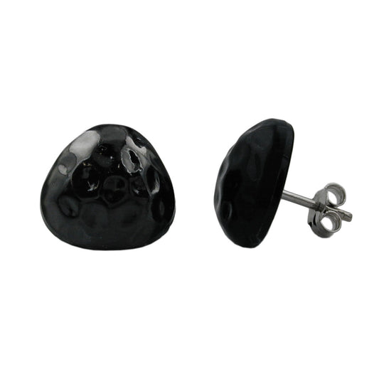Eyrnalokkar 14mm þríhyrningur svartur hamraður plast