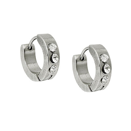 Hoop earrings, shiny, zirconia, stainless steel