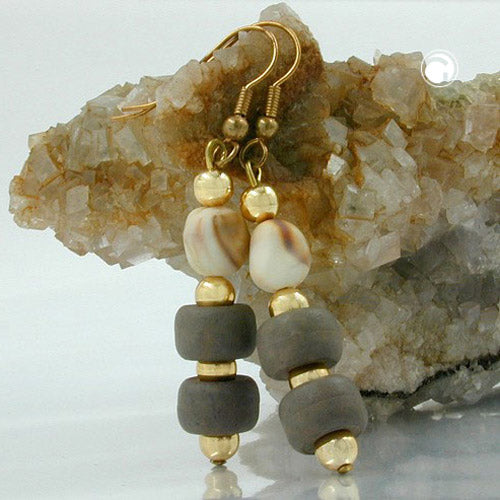 Eyrnalokkar, eyrnalokkar, 56x10mm, plast, leðjubeige, náttúruleg
