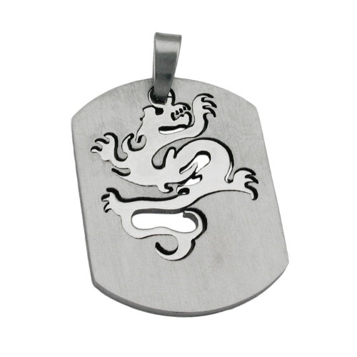 Pendant, dragon, stainless steel