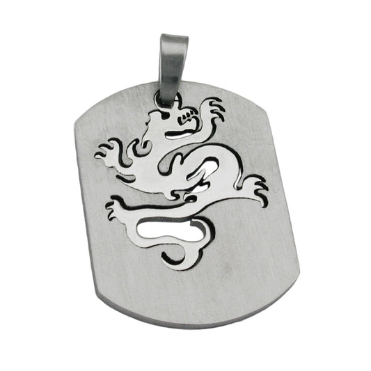 Pendant, dragon, stainless steel