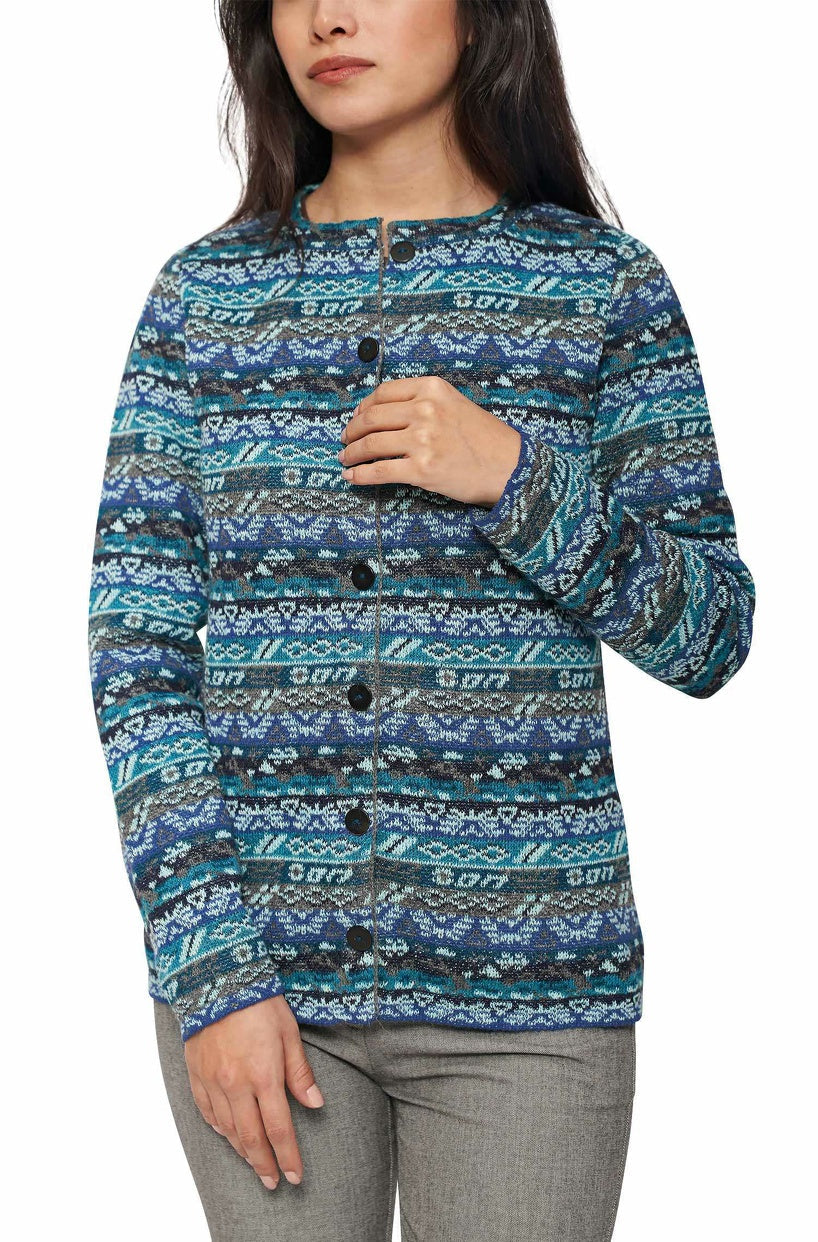 Apu Kuntur - Alpaca Cardigan TAMIA – Jacquard cardigan made from 100% baby alpaca