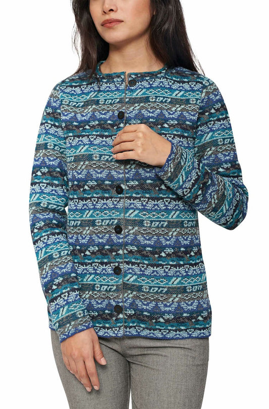 Apu Kuntur - Alpaka Strickjacke TAMIA – Jacquard-Cardigan aus 100% Baby Alpaka