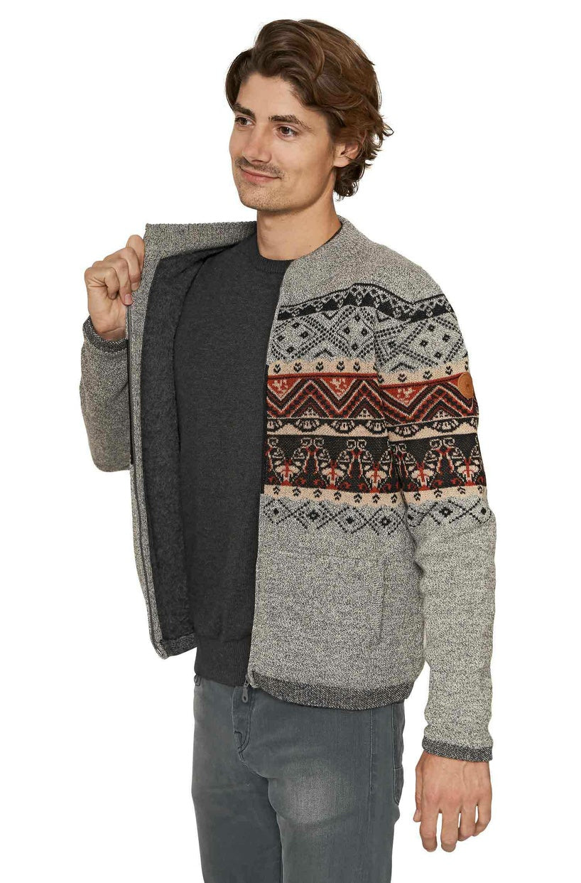Apu Kuntur - Alpaka Strickjacke FIESTA – Herren-Jacke aus 100% Baby Alpaka