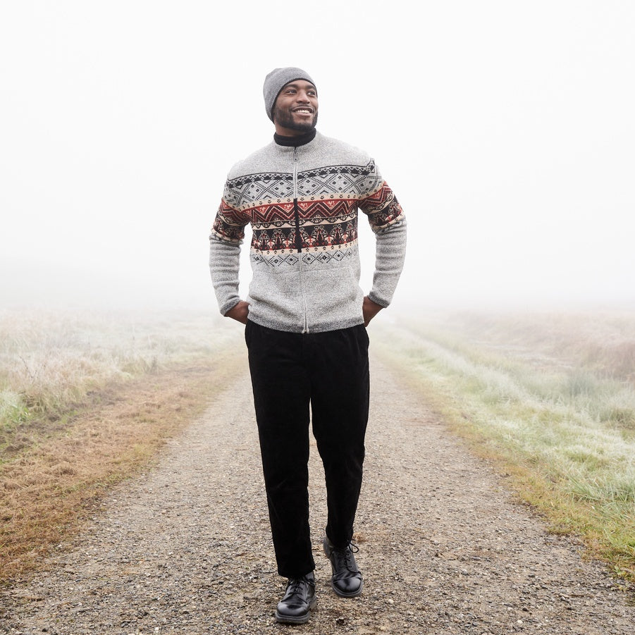 Apu Kuntur - Alpaka Strickjacke FIESTA – Herren-Jacke aus 100% Baby Alpaka