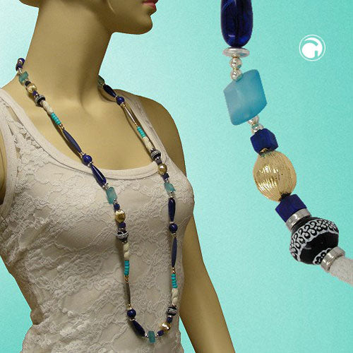 Chain blue-turquoise-si-go plastic special length 110cm