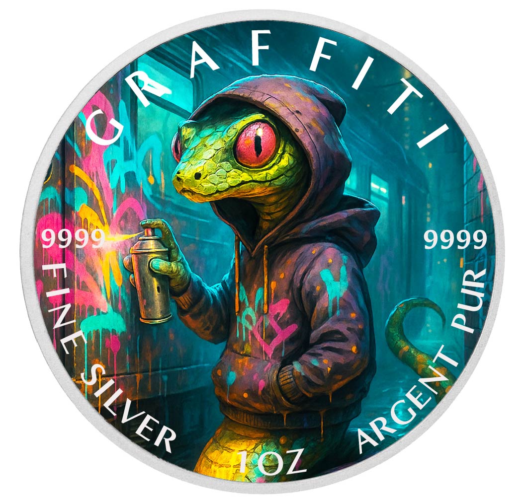 2026 Australia 1oz 9999 Silver BU Alley Reptile The Spraymaster Colourized