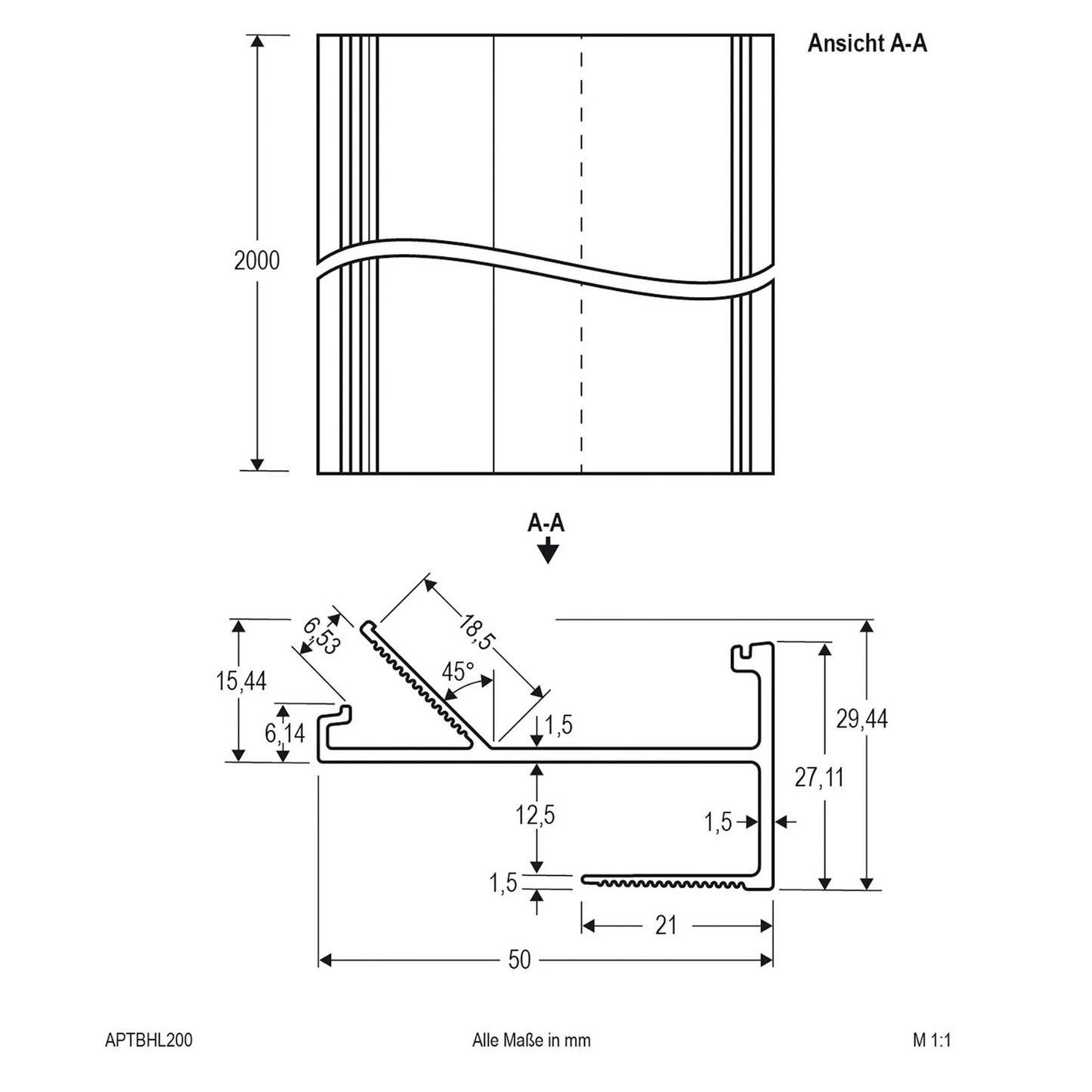 B-Ware Evn Aptbh Alu Profil Deckenschiene 200cm Aluminiumkanal 8 Stück