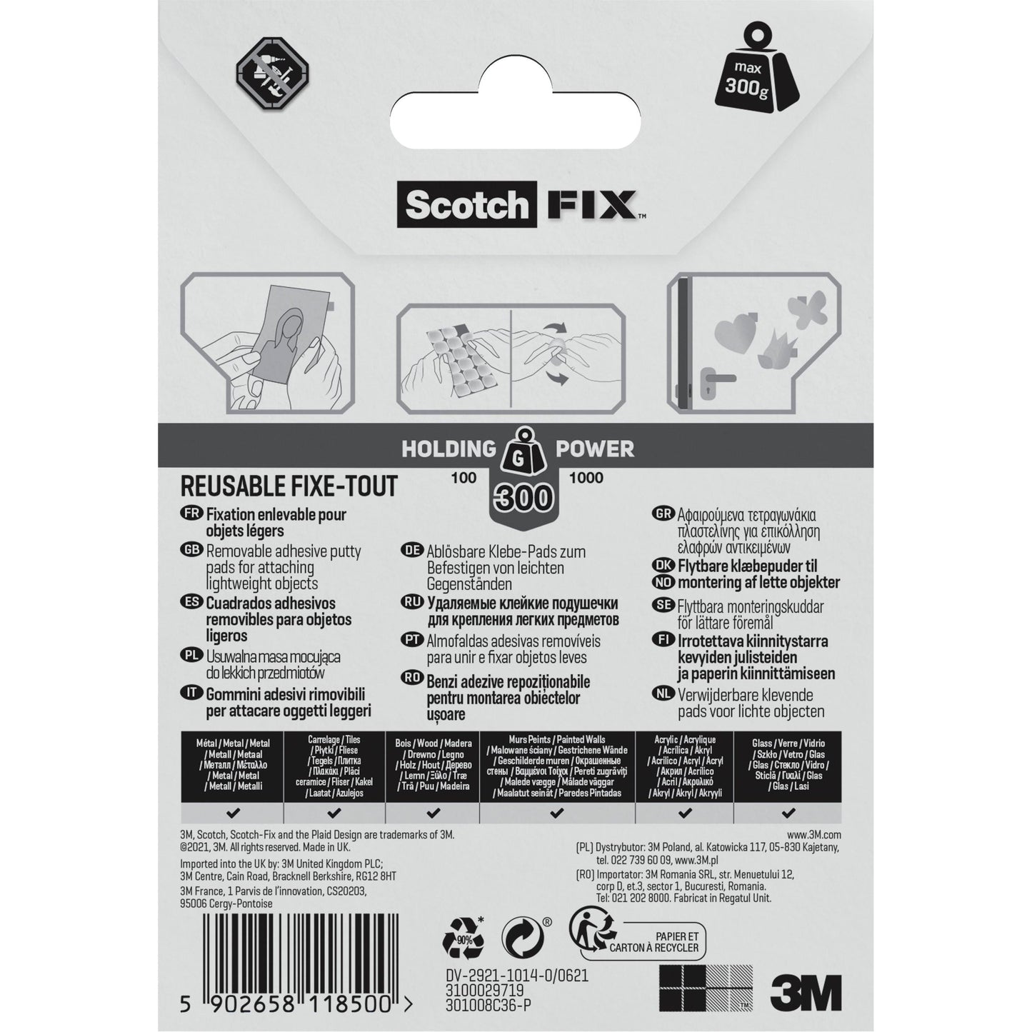 Scotch-FIX™ Ablösbare Klebepads 301008C36-P, 11 mm x 15 mm, 36 Stück/Packung  | Packung (1 Stück)